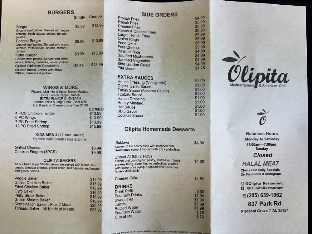 Olipita Mediterranean & American Grill - Menu Scan 4